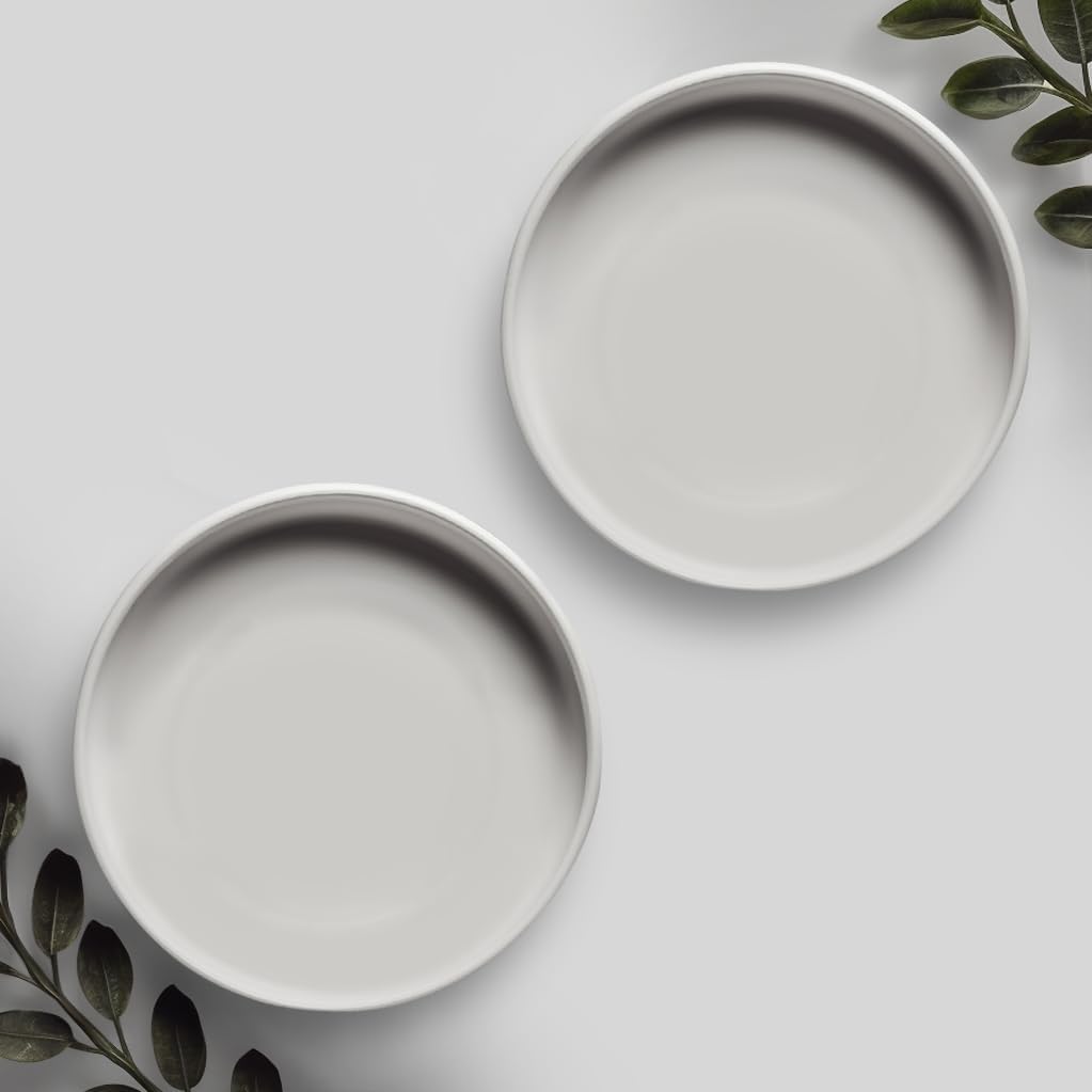 Heavy Duty Ceramic Black Plant Saucer - with Silicone Feet for Added Surface Protection - Scratch-Resistant Plant Drip Trays for Pots 8.3" at the Base or Less, Plant Plate, 7-8 Inch Plant Saucer