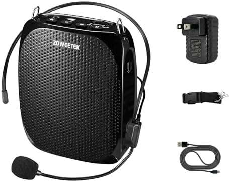 ZOWEETEK Voice Amplifier with Microphone Headset,1800mAh Rechargeable Portable Amplifier for Teachers, Tour Guide,Yoga,Fitness, Training, Meeting,Classroom