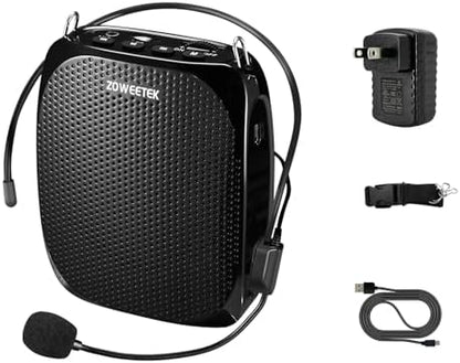 ZOWEETEK Voice Amplifier with Microphone Headset,1800mAh Rechargeable Portable Amplifier for Teachers, Tour Guide,Yoga,Fitness, Training, Meeting,Classroom