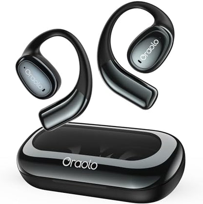 Oraolo Open Ear Headphones, Bluetooth 5.4 Wireless Earbuds with 16.2mm Large Driver, Open Ear Earbuds with AI Noise-Canceling, 32H Playtime, Water-Resistant Headphones for Outdoor (Black)