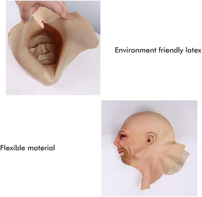 Old Man Face Cover Halloween Realistic Old Man Mask Halloween Latex Headwear Scary Halloween Cosplay Party Props