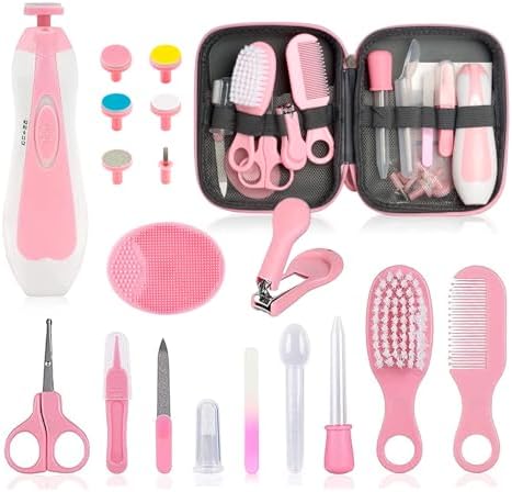 Baby Grooming Kit - 19 in 1 Nursery Essentials Baby Registry Shower Gift for Newborns, Infants, Toddlers, Boys, Girls Kids-Safety Baby Comb, Brush, Finger Toothbrush, Nail Clippers, Scissors(Green)