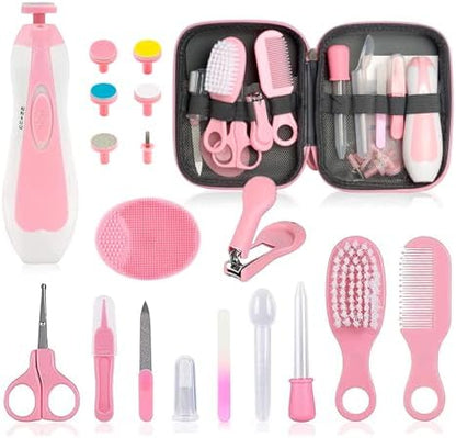 Baby Grooming Kit - 19 in 1 Nursery Essentials Baby Registry Shower Gift for Newborns, Infants, Toddlers, Boys, Girls Kids-Safety Baby Comb, Brush, Finger Toothbrush, Nail Clippers, Scissors(Green)