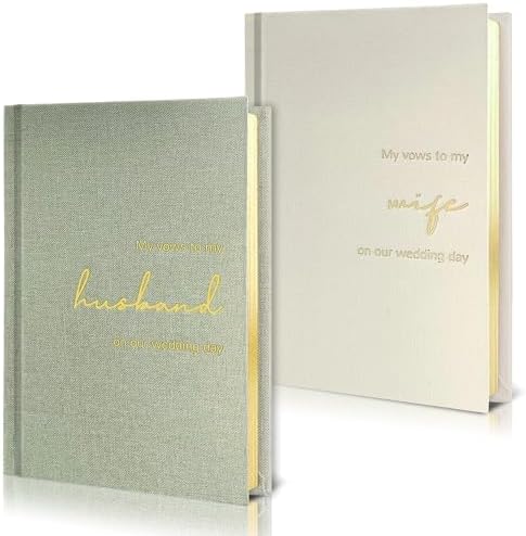WeddingGiftsWedding Vow Books His and Hers Soft Touch Gold Foil Engraving Vow Books Wedding Essentials Wedding Accessories(TR-HH-Black)