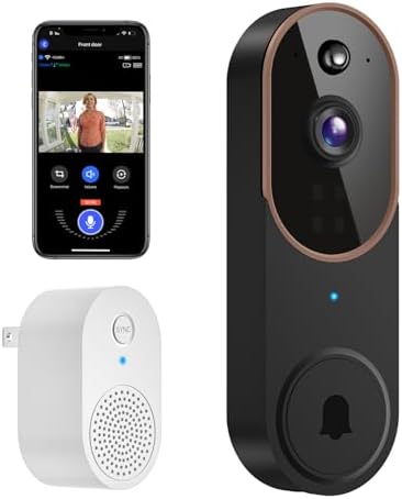 Occuwave 1080P Video Doorbell Camera Wireless with Chime Ringer, Cloud Storage, Live Image, 2-Way Audio, Night Vision, 2.4Ghz WiFi, Indoor Surveillance, Real-Time Alert (Brown+Black)