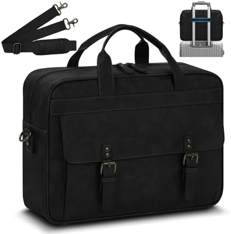 RAINSMORE Messenger Bag for Men 16 Inch Laptop Bag Vintage Leather Waterproof Laptop Briefcases Large Computer Satchel Bag - PuriLite