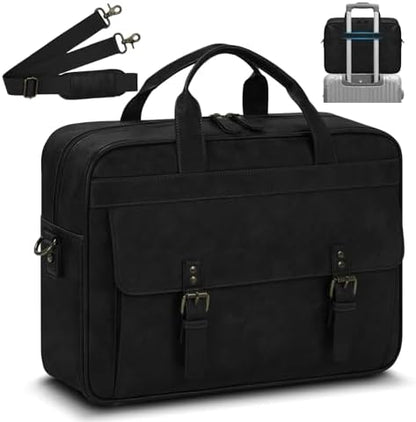 RAINSMORE Messenger Bag for Men 16 Inch Laptop Bag Vintage Leather Waterproof Laptop Briefcases Large Computer Satchel Bag - PuriLite