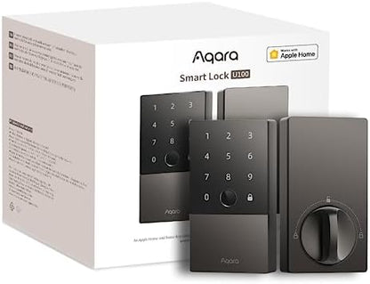Aqara Smart Lock U100, Fingerprint Keyless Entry Door Lock with Apple Home Key, Touchscreen Keypad, Bluetooth Electronic Deadbolt, IP65 Weatherproof, Supports Apple HomeKit, Alexa, Google, IFTTT, Gray