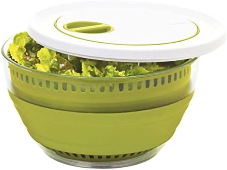 Starfrit Collapsible Salad Spinner, 4L, Colander Basket, Serving Bowl | Collapsible for compact storage. Spins and dries salad. 4L capacity. Colander basket. Serving bowl.
