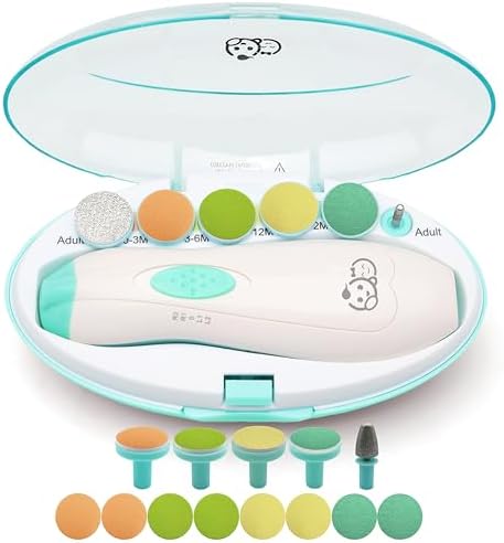 Royal Angels Rechargeable Baby Nail Clippers 20 in 1, Safe Electric Nail Trimmer, Baby Nail Kit, Additional Replacements, Newborn Toddler Toes and Fingernails, Trim and Polish (Rechargeable, Snow)