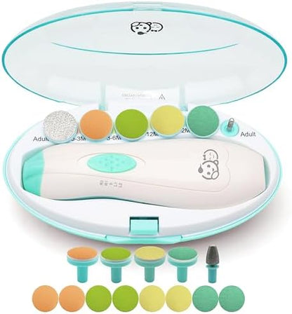 Royal Angels Rechargeable Baby Nail Clippers 20 in 1, Safe Electric Nail Trimmer, Baby Nail Kit, Additional Replacements, Newborn Toddler Toes and Fingernails, Trim and Polish (Rechargeable, Snow)