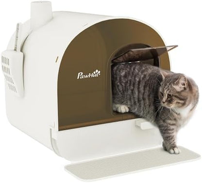 PawHut Large Cat Litter Box with Lid, Enclosed Kitty Litter Box with Slide-Out Tray, Scoop, Filter, Green