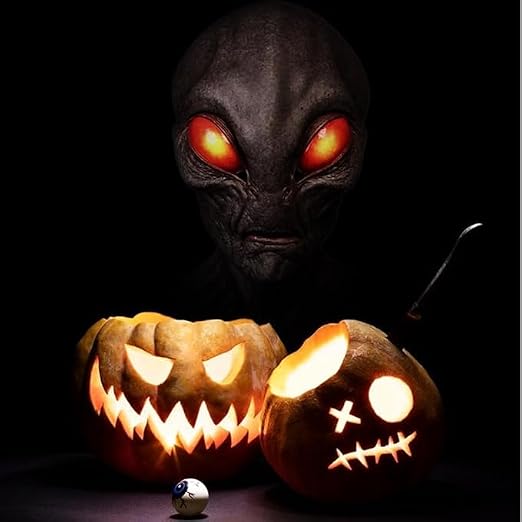 Realistic Alien Head Mask, Scary Alien Mask, Halloween Skull Latex Skeleton Fancy Mask