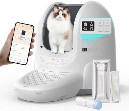 Amicura Automatic Cat Litter Box, Self Cleaning, 360-Degree Detection Smart Anti-Pinch, App Control, Odor-Proof, 65L Extra Large Open-top Cat Litter Box, Ultra Quiet Cat Toilet