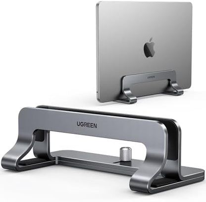 UGREEN Vertical Laptop Stand Holder Mount for Desk, Riser Adjustable Aluminum Compatible with MacBook Pro Air, Ideapad, Surface Book, Chromebook Up to 15.6inch, Grey