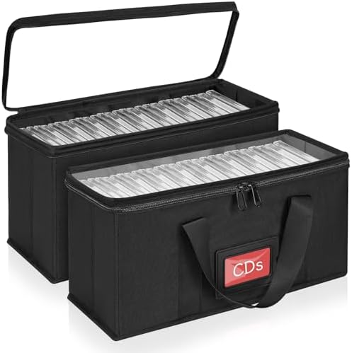 4 Pack-DVD Storage Boxes, PVC Clear Lid, DVD Case Holder Organizer with Index Labels-15.4"x 5.5"x 7.9" DVDs Storage Holder Bags for DVDs, CDs, Video Games, Books, Each Hold up to 25 DVDs Jewel Cases