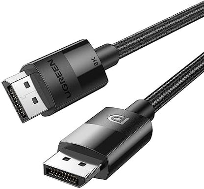 UGREEN VESA Certified DisplayPort 1.4 Cable, DP 8K@60Hz, 4K@144Hz, 1080P@240Hz, Support 32.4Gbps HDR, FreeSync G-Sync, Braided Cord for HDTVs, Gaming Monitors, PC Graphics (6ft)