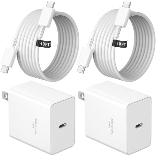 45W Super Fast Charger Type C, 2-Pack 45W USB C Charging Block with 10ft USB C to Type C Cables for Samsung Galaxy S25 S24+/UltraS23/S22/S21/S20/Note10/20 iPhone 16/15 Pro,Pro Max