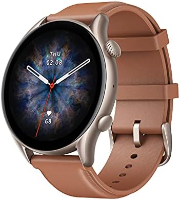 Amazfit GTR 3 Pro Smart Watch for Men 46mm, 14-Day Battery Life, GPS, Alexa Built-In, Bluetooth Calls, Fitness Tracker with 150+ Sports Modes, Sleep Heart Rate Tracking, for Android iPhone, Brown