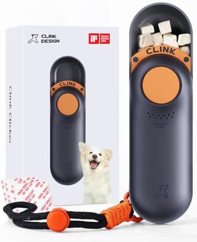 Dog Treat Pouch & Clicker Dog Trainer, Puppy Essentials Dual Use 2 in 1 Dog Clicker for Training - Durable, Light (2.36 oz), Easy to Clean & Handle, Innovative Design, Purple - Click Design