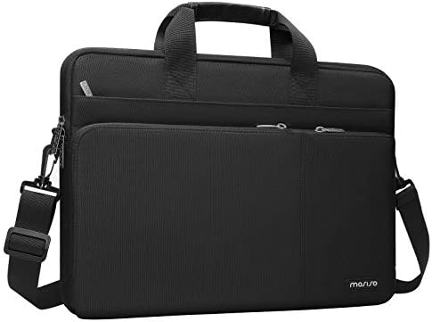 MOSISO 360 Protective Laptop Shoulder Bag Compatible with MacBook Pro 16 2023-2019 M2 A2780 M1 A2485 Pro/Max A2141,15-15.6 inch Notebook,Polyester Sleeve with 3 Front Pockets&Fix Handle&Belt,Black - PuriLite