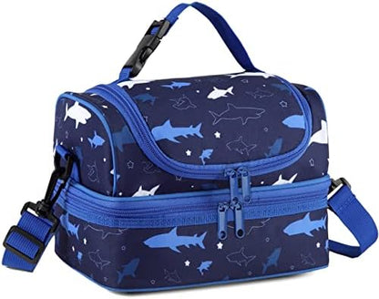 VASCHY Lunch Box Bag Men, Insulated Two Compartments Bento Cooler Bags for Adults/Women/Kids for School,Daycare,Kindergarten,Picnic Black