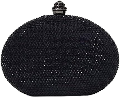 HUANG ZHUANG Egg Shape Crystal Clutch Purse Rhinestone Evening Bag for Women Party Wedding Cute Handbag