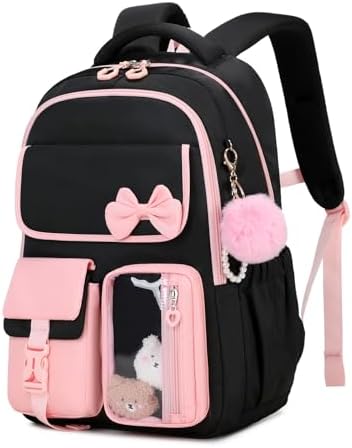 Girls Backpack, School Backpack for Girls, Cute Bow Kids Bookbag for Grils Children Teens for Elementary