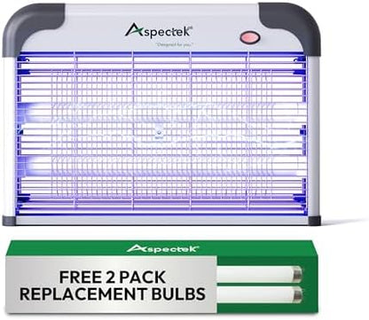 ASPECTEK 20W Electric Indoor Bug Zapper with Extra UV Bulbs – Mosquito and Fly Zapper for Kitchens, Bedrooms, Living Rooms, and Covered Spaces