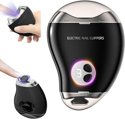 Electric Nail Clipper with 3 Speed Levels 2 in 1 Electric Polishing Automatic Nail Clippers Automatic Electric Nail Clipper with Polishing Toe Nail Clippers for Thick Nails for Seniors (White)