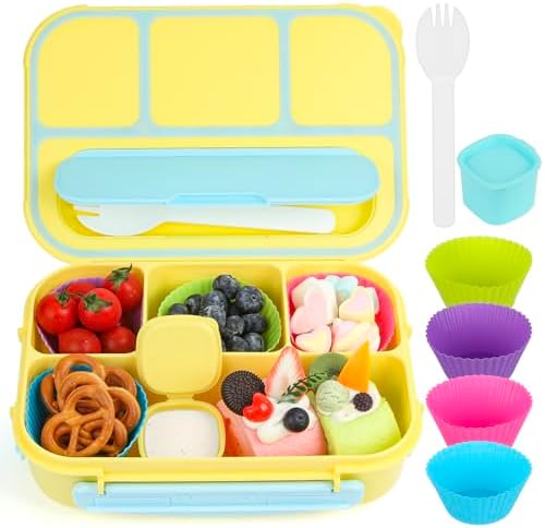 MaMix Bento Lunch Box Adult, Kids, Lunch Containers for Adults/Kids/Students,1300ML-4 Compartment (Blue)