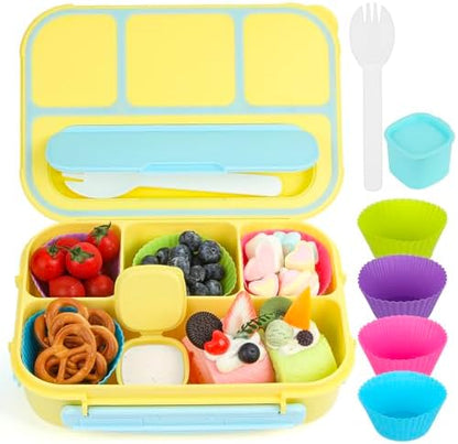 MaMix Bento Lunch Box Adult, Kids, Lunch Containers for Adults/Kids/Students,1300ML-4 Compartment (Blue)