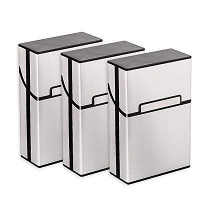 3 Packs Aluminum Cigarette Case, Holder & Tin - Metal Pocket Cigar & Tobacco Box for Men & Women - Gray/Silver/Rose Gold/Champagne