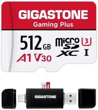 GIGASTONE 512GB Micro SD Card, Gaming Plus, MicroSDXC Memory Card for Nintendo-Switch 1, Wyze, GoPro, Dash Cam, Security Camera, 4K Video Recording, UHS-I A1 U3 V30 C10, up to 100MB/s, with Adapter