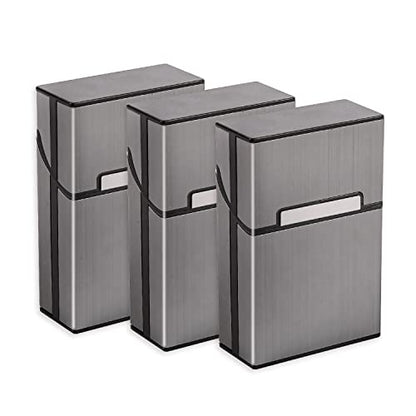 3 Packs Aluminum Cigarette Case, Holder & Tin - Metal Pocket Cigar & Tobacco Box for Men & Women - Gray/Silver/Rose Gold/Champagne