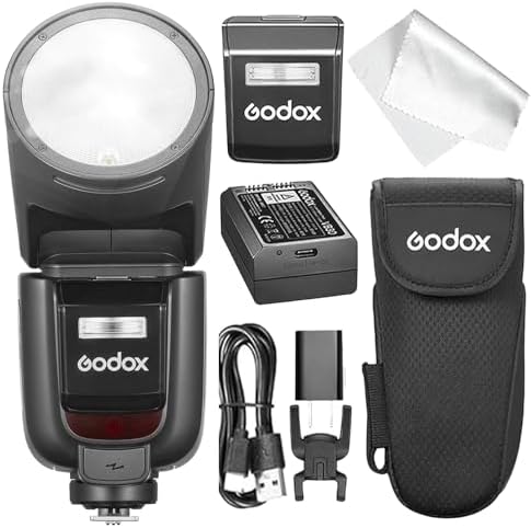 Godox V1 Pro V1 PRO N Camera Flash Compatible with Nikon Camera V1PRO N +2.4G Wireless+1/8000s HSS+1.3s Recycle Time+M/TTL Flash Mode+Detachable Sub Flash Speedlite+Support Type-C V1PRO-N - PuriLite