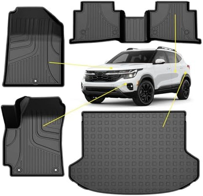 AOMSAZTO Floor Mats & Trunk Mat for 2024 2025 Chevy Equinox EV (Non Fuel),TPE All Weather Protection 2 Rows Car Floor Liners with Cargo Liner for Chevrolet Equinox EV (Non Fuel)