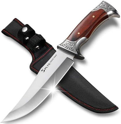Hunting Knife with Sheath Camping Knife: Fixed Blade Outdoor Knives for Men - 17.5cm Sharp Blade Full Tang Bushcraft Knives for Survival