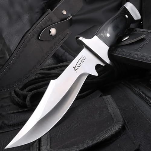 Omesio Fixed Blade Knives with Sheath Hunting Knife Bushcraft Knives Skinning Knife Deer Hunting Knives, Full Tang Big Camping Outdoor (B-Red)