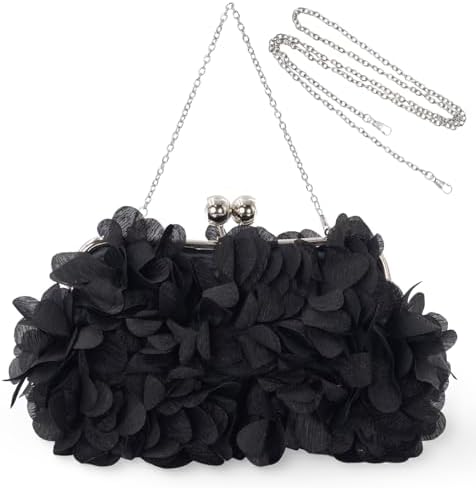 JAMBHALA Clutch Evening Handbags Floral Appliques Small Clutch Purses for Women