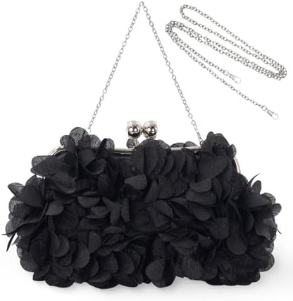 JAMBHALA Clutch Evening Handbags Floral Appliques Small Clutch Purses for Women