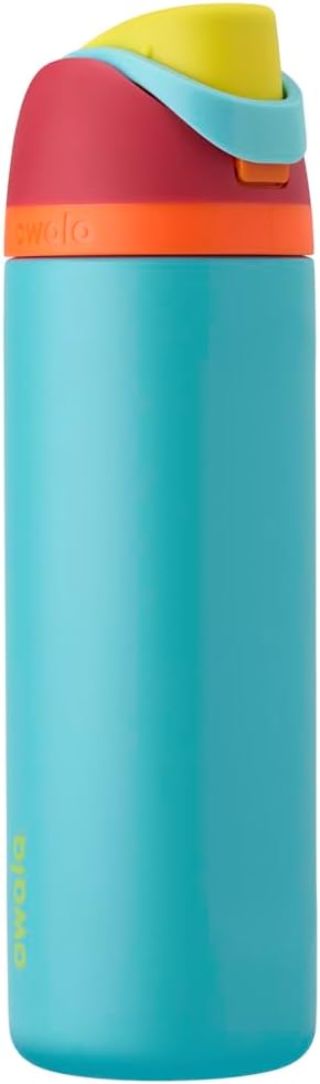 Owala FreeSip Insulated Stainless Steel Water Bottle with Straw for Sports and Travel, BPA-Free, 24-oz, Very, Very Dark