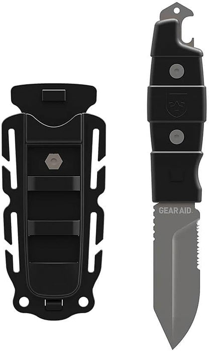 GEAR AID Buri Drop Point Knife with Sheath, Orange, 3” Blade