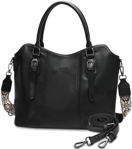 Hobo Bags for Women,VASCHY Vegan Leather Handbag Purse Top Handle Satchel Boho Shoulder Bag with Crossbody Guitar Strap