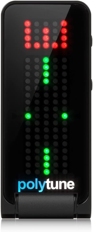 TC Electronic POLYTUNE CLIP Clip-On Tuner with Polyphonic, Strobe and Chromatic Modes and 108 LED Matrix Display for Ultimate Tuning Performance