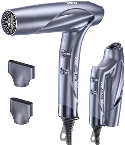 Best Gift for Hair Care, 1400W Brushless Motor Ionic Hair Dryer, Light-weight Travel Folding Blow Dryer, Llano Professional Salon Fast Drying Hairdryer with Hair Care Ions, Hot&Cold Cycles, 120V