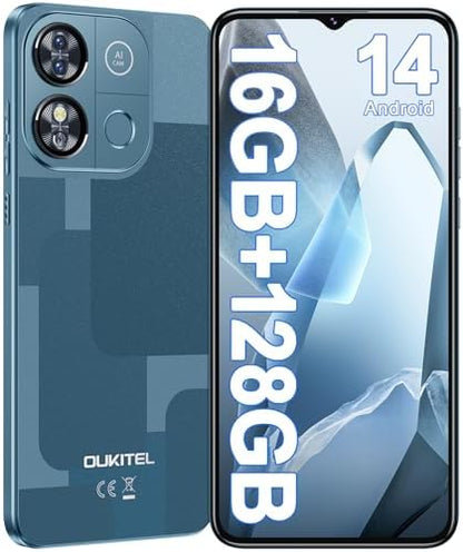 OUKITEL C57 PRO Unlocked Cell Phone Android 14 Phone Unlocked 16GB+128GB/TF 1TB Expandable 4G Dual Sim Smartphone 6.52'' HD+ Large Screen 4300mAh Face Unlock Telephone