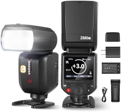 NEEWER Z880-C 2.4G 76Ws TTL Camera Flash Speedlite Compatible with Canon, Upgraded UI, Adjustable Modeling Lamp, TTL/M Quick Switch TCM Key, 1/8000s HSS 7.4V/2600mAh Battery 480 Full Power Flash