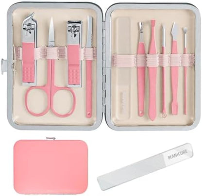 Manicure Set，30 in 1 Mens Set Professional，Nail Clipper for Men，Mens Nail Grooming Kit，Andrea Kit Women，Nail Care Women，with Luxury Leather Bag (Black)