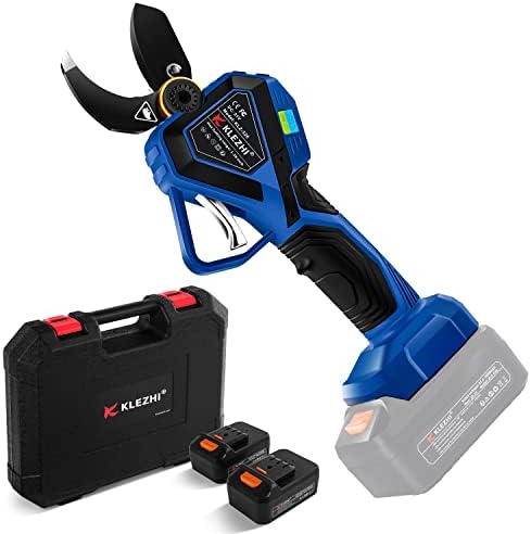 K KLEZHI Cordless Electric Pruning Shears, Rechargeable Battery, 42MM (1.65 Inch) Cutting Diameter Fruit Tree Branches Cutter,Good for Arthritis Hands 8-10 Working Hours Black
